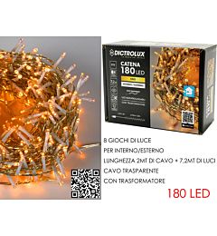 Catena Trasparente 180 LED Oro - Esterno 7,2mDictrolux