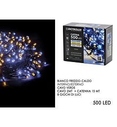 Catena Verde 500 LED Bianco Caldo/Freddo - Esterno 15m