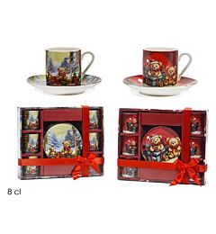 Set 6 Tazze Natalizie 8cl + Piattini Linea Teddy BearVestiamo Casa