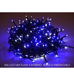 Catena Verde 500 LED Bianco Freddo/Blu Mix Flesh - Esterno 15m