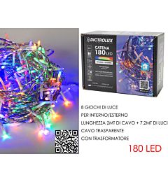Catena Trasparente 180 LED Multicolor - Esterno 7,2mDictrolux