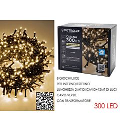 Catena Verde 300 LED Bianco Caldo - Esterno 12m