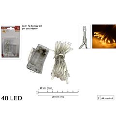 Catena 40 LED a Batteria - Luce Calda - 260cmDue Esse