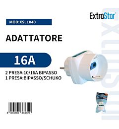 Adattatore Spina Schuko - 2 Prese 10/16A + 1 SchukoExtrastar