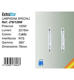 Lampadina R7S 120W 78MM - Luce Calda 2800K - 2pzExtrastar