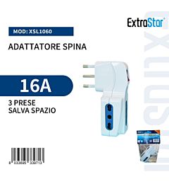 Adattatore Spina 16A - 3 Prese con  Interruttore Salva SpazioExtrastar