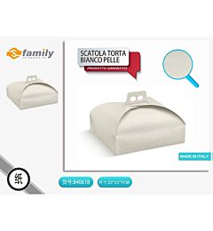 SCATOLA PER TORTA 25*25*7 BIANCO PELLES Family