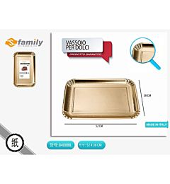 VASSOIO PER DOLCI DORATO 52X38CM 1PZS Family