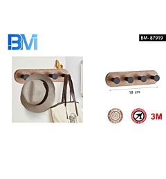 GANCIO ADESIVO IN LEGNO - 4 GANCIBm