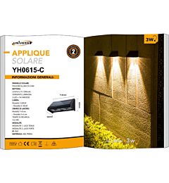 APPLIQUE SOLARE YH0615 - 3W/3000K CALDA