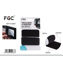 FGC Velcro con Adesivo 3x60cm - NeroFgc