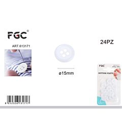 FGC Bottoni Piatti Ø34mm - Bianco 24pz