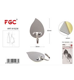 FGC Gancio in Acciaio 35x65cm - Foglia 2pz
