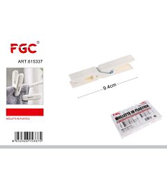 Mollette in Plastica 9,4cm Bianco - 10pzFgc