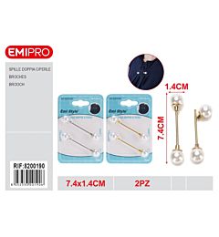 Emi Spilla Dritta Doppia Testa a Perla 7,4 cm - 2pz