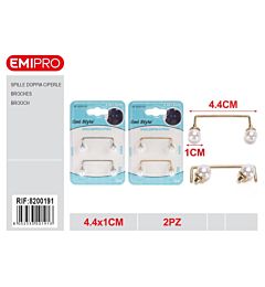 Emi Spilla Doppia Testa a Perla 4,4cm - 2pz