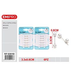 Emi Spilla Dritta Doppia Testa a Perla 3,3cm - 6pz