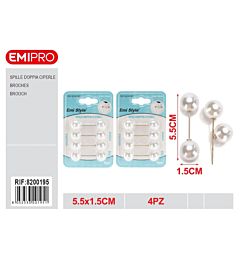 Emi Spilla Dritta Doppia Testa a Perla 5,5 cm - 4pz