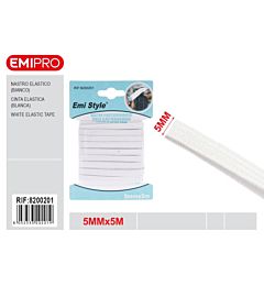 Emi Nastro Elastico Piatto 5mm/5m - Bianco