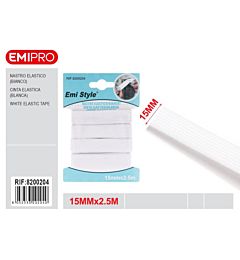 Emi Nastro Elastico Piatto 15mm/2,5m - Bianco