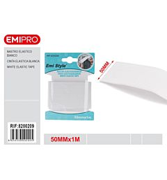Emi Nastro Elastico Piatto 50mm/1m - Bianco