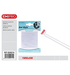 Emi Nastro Elastico Tondo 1mm/6m - Bianco