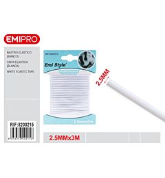 Emi Nastro Elastico Tondo 2,5mm/3m - Bianco