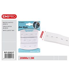 Emi Nastro Elastico Forato 20mm/1,5m - Bianco