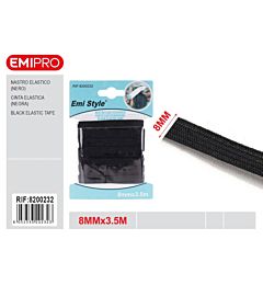Emi Nastro Elastico Piatto 8mm/3,5m - Nero