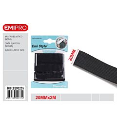 Emi Nastro Elastico Piatto 20mm/2m - Nero