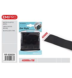 Emi Nastro Elastico Piatto 40mm/1m - Nero