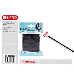 Emi Nastro Elastico Tondo 1mm/6m - Nero