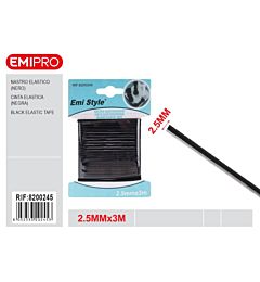 Emi Nastro Elastico Piatto 2,5mm/3m - Nero