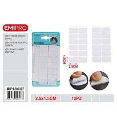EMI Velcro con Adesivo Bianco 2,5x1,5cm - 12pz