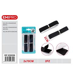 Emi Velcro con Adesivo 2x70cm - Nero
