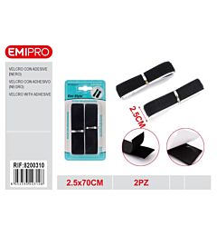 Emi Velcro con Adesivo 2,5x70cm - Nero