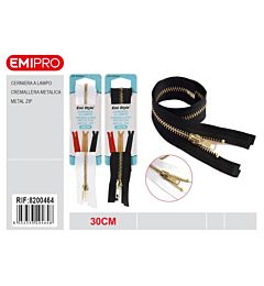 Emi Cerniera Lampo Oro Bianco/Nero - 30cm