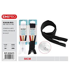 Emi Cerniera Lampo Nylon Bianco/Nero - 50cm