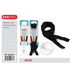 Emi Cerniera Lampo Nylon Bianco/Nero - 80cm