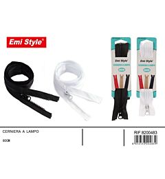 Emi Cerniera Lampo Tinta Unita Bianco/Nero - 80cm