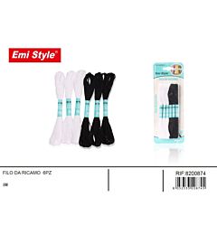 Emi Set 8 Fili da Ricamo 6m - Bianco/Nero