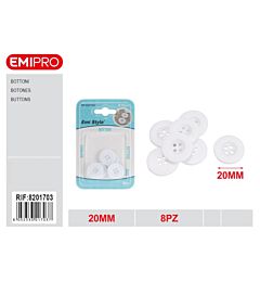 Emi Bottoni in Plastica 20mm Bianco - 8pz