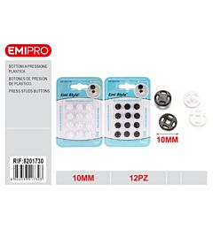 Emi Bottoni a Pressione in Plastica 10mm - 6 Paia