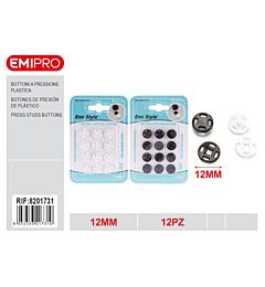 Emi Bottoni a Pressione in Plastica 12mm - 6 Paia