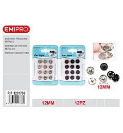 Emi Bottoni a Pressione in Metallo 12mm - 6 Paia