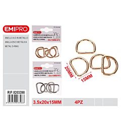 EMI Anello a D per Borsa 20x15mm - 4pz