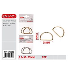 EMI Anello a D per Borsa 38x25mm - 2pz