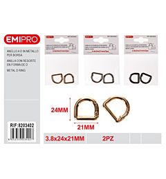 EMI Anello a D per Borsa 24x21mm - 2pz