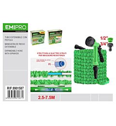 Emi Tubo Acqua Estensibile con Pistola - 2,5/7,5m