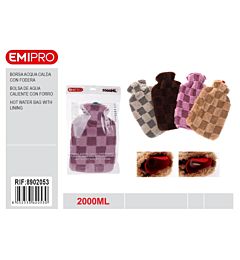 EMI Borsa d'Acqua Calda con Fodera a Scacchi - 2L